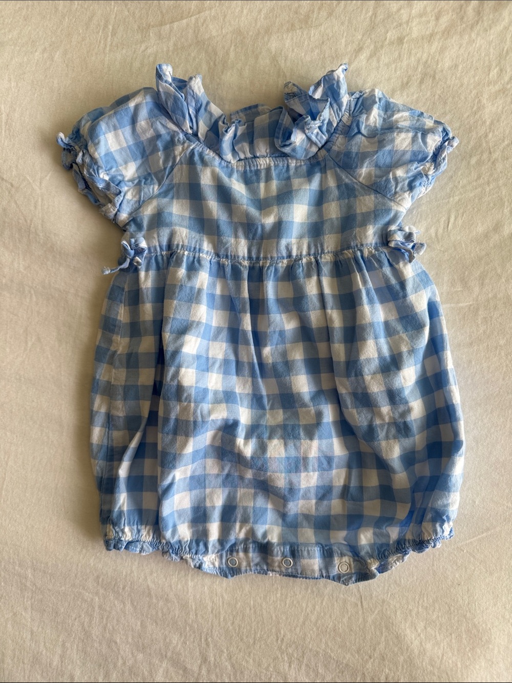 Janie and Jack Light Blue and White Gingham One-Piece